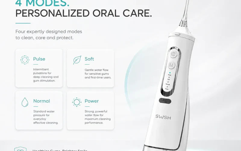 SWSH S40 water flosser modes display and pressure custom controls